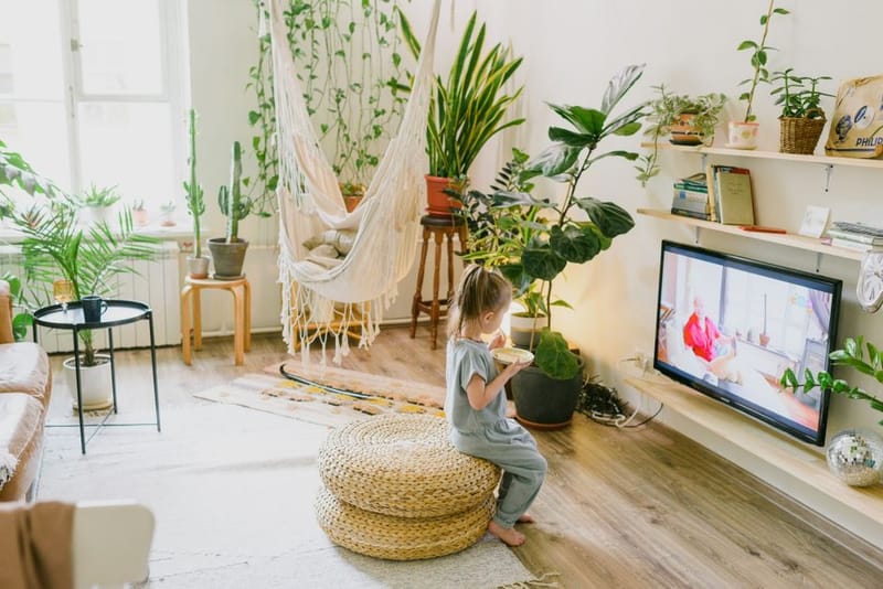 Quiet compressor dehumidifier running in a living room